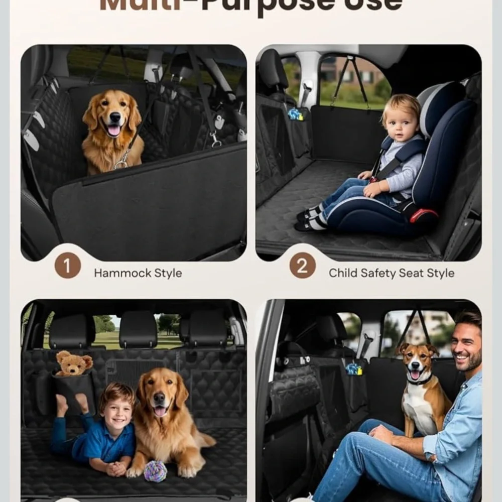 MIDOG- Dogs Back Seat Extender - Hard Bottom Dog Car Seat Cover For Back Seat